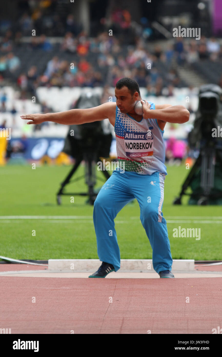 Khusniddin NORBEKOV of Uzbekistan in the Men's Shot Put F37 Final at the World Para Championships in London 2017 Stock Photo