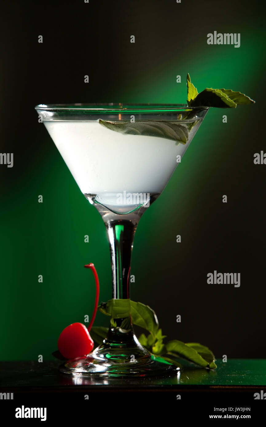 Martini cocktail with mint leaf Stock Photo