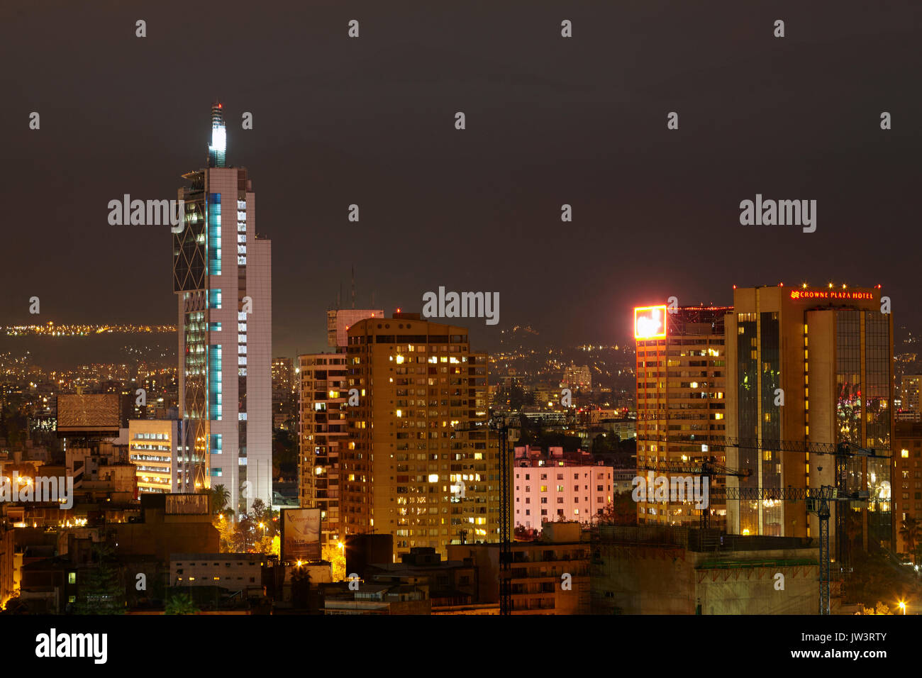 Apartments at dusk, Santiago, Chile, South America Stock Photo