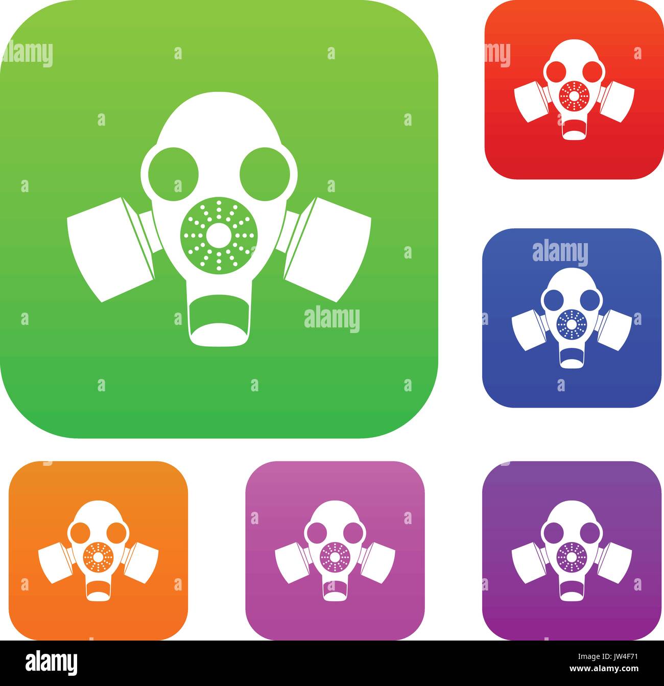 Black gas mask set collection Stock Vector