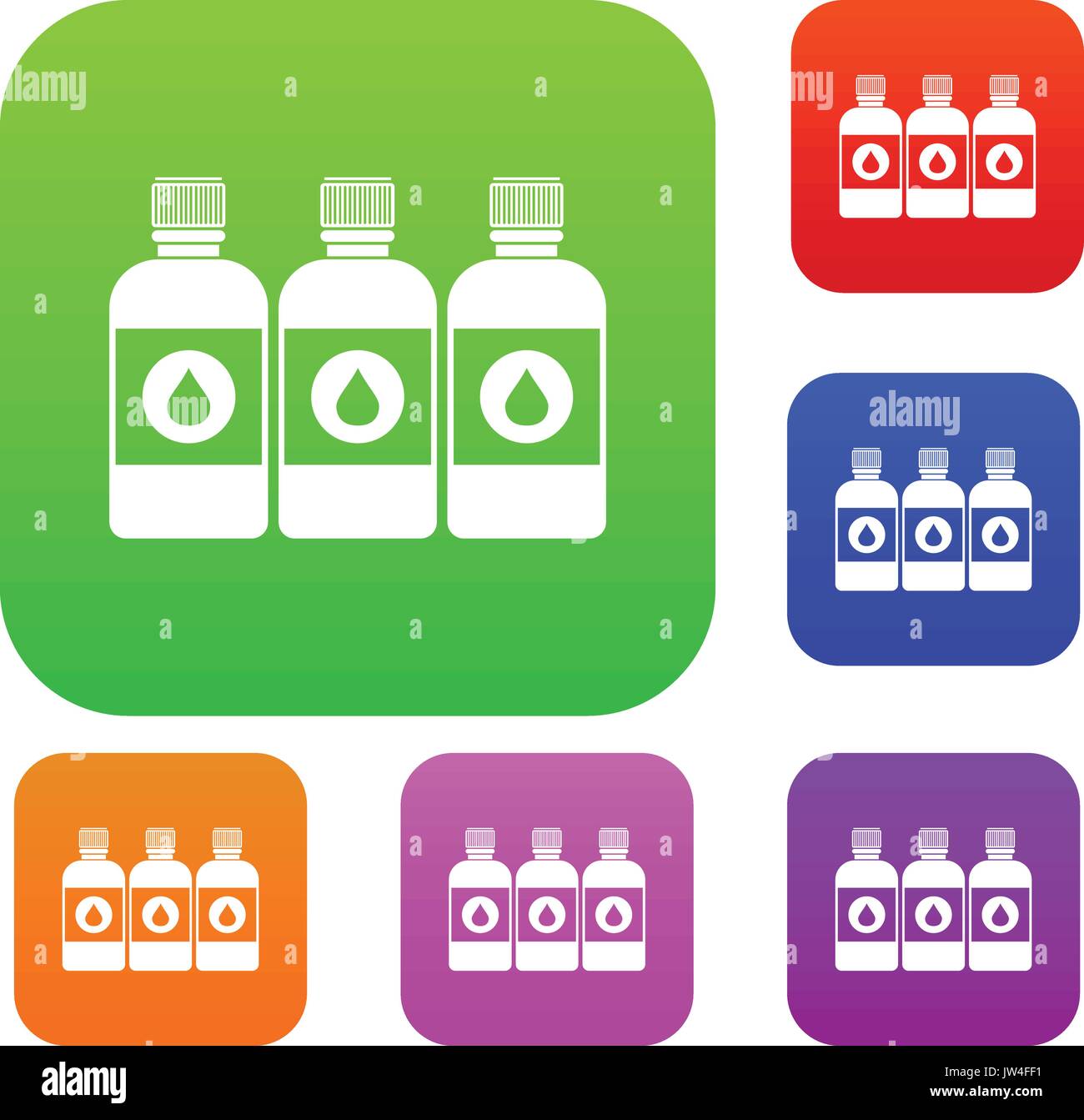 Printer ink bottles set collection Stock Vector
