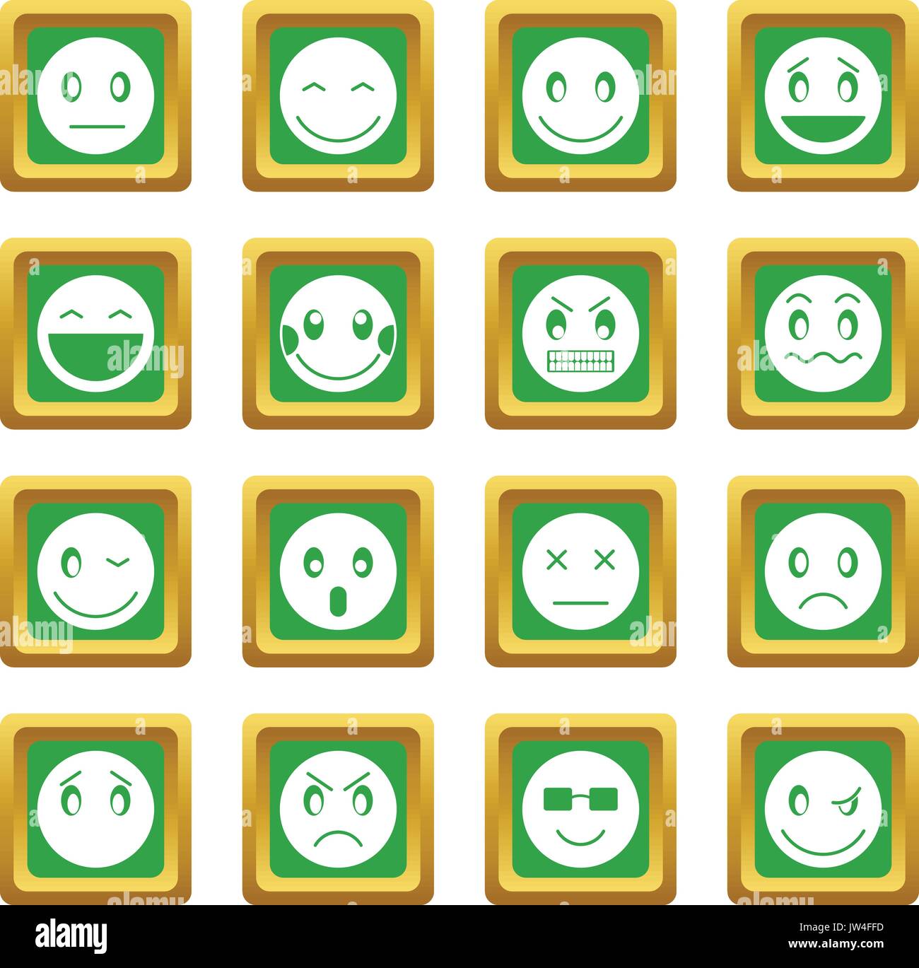 Emoticon icons set green Stock Vector Image & Art Alamy