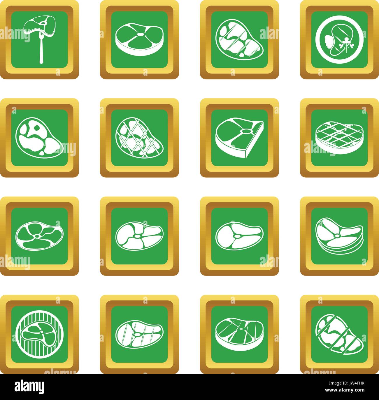 Steak icons set green Stock Vector Image & Art - Alamy