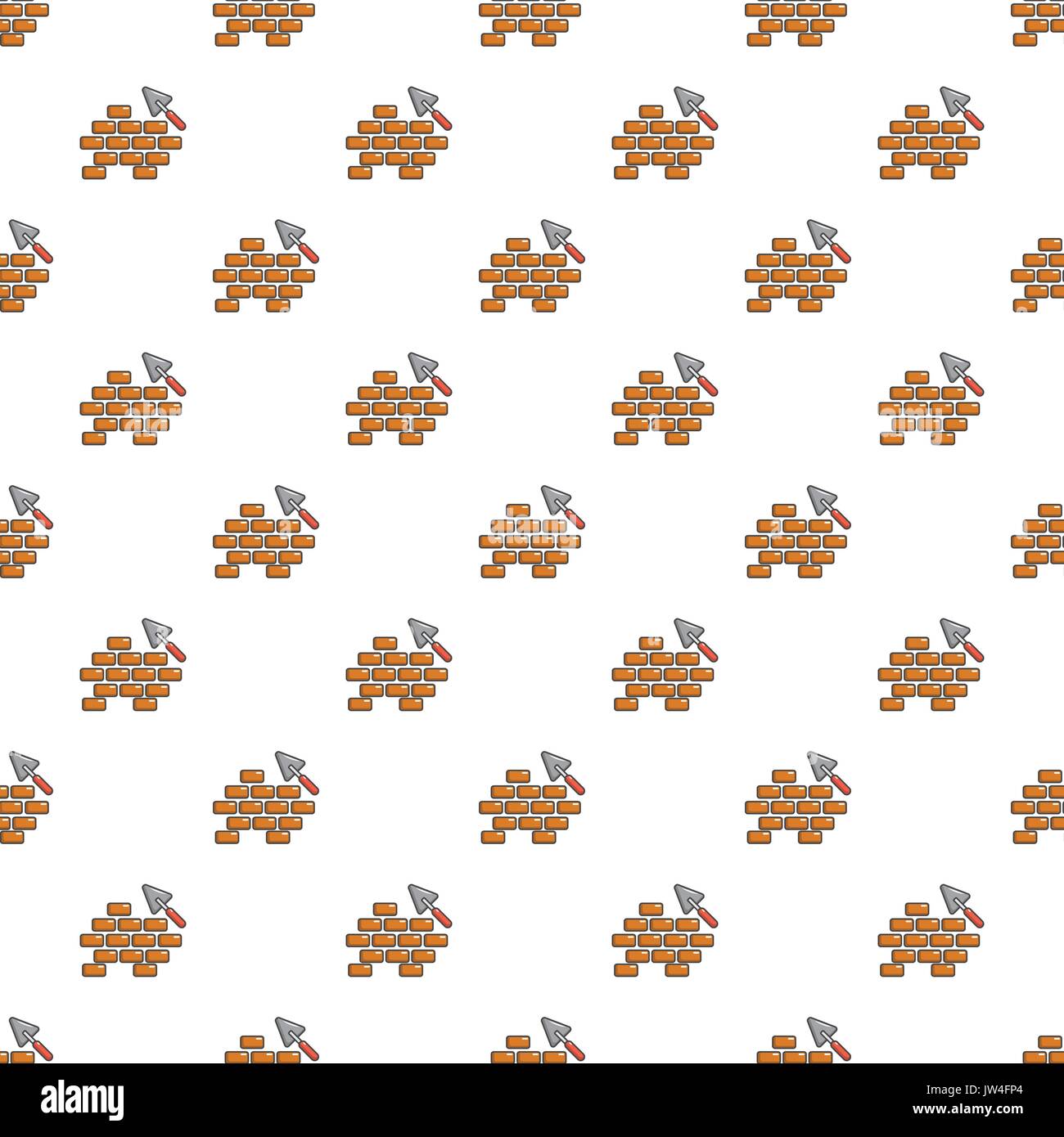 Trowel and brick wall pattern seamless Stock Vector