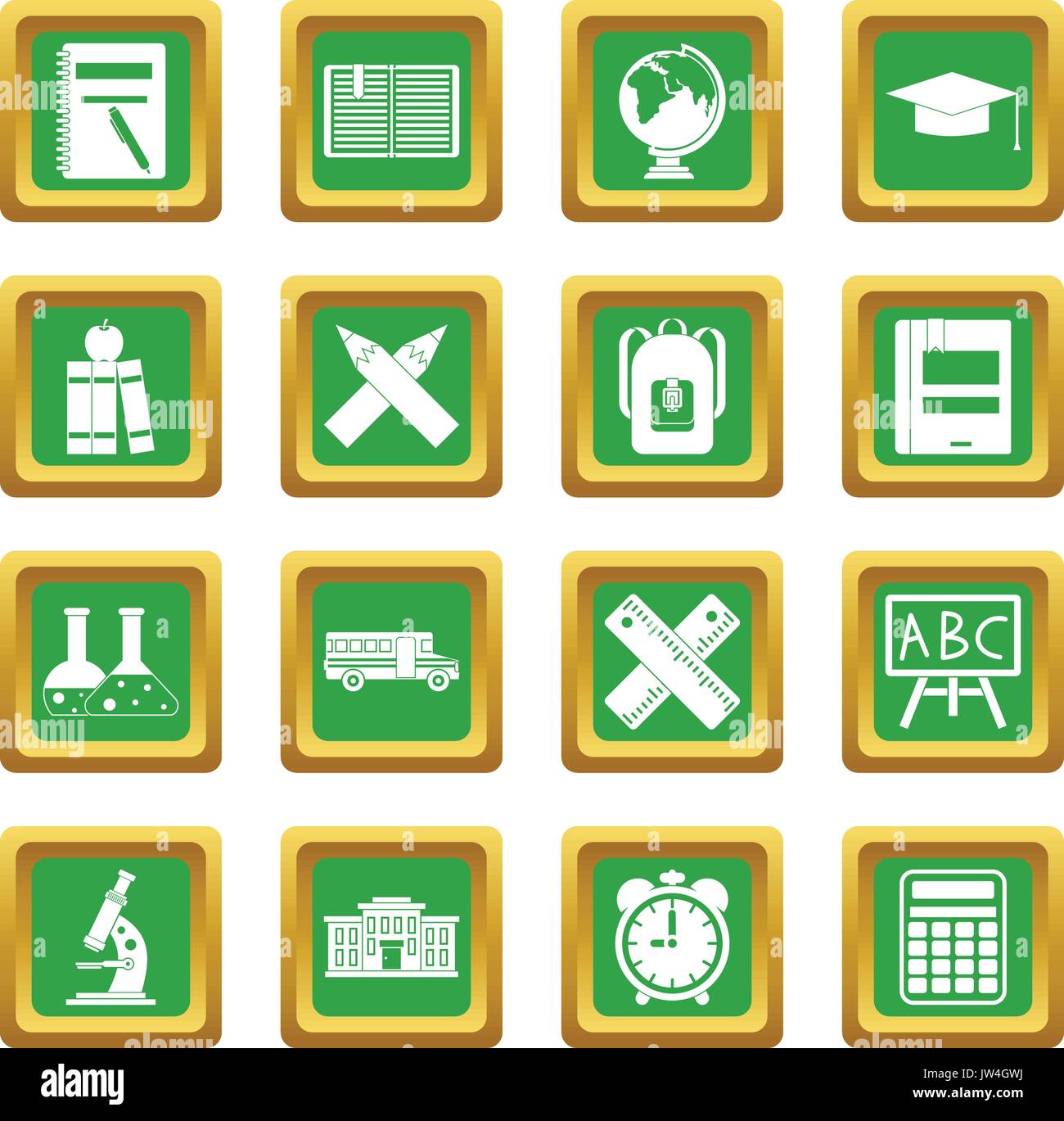 School icons set green Stock Vector Image & Art - Alamy