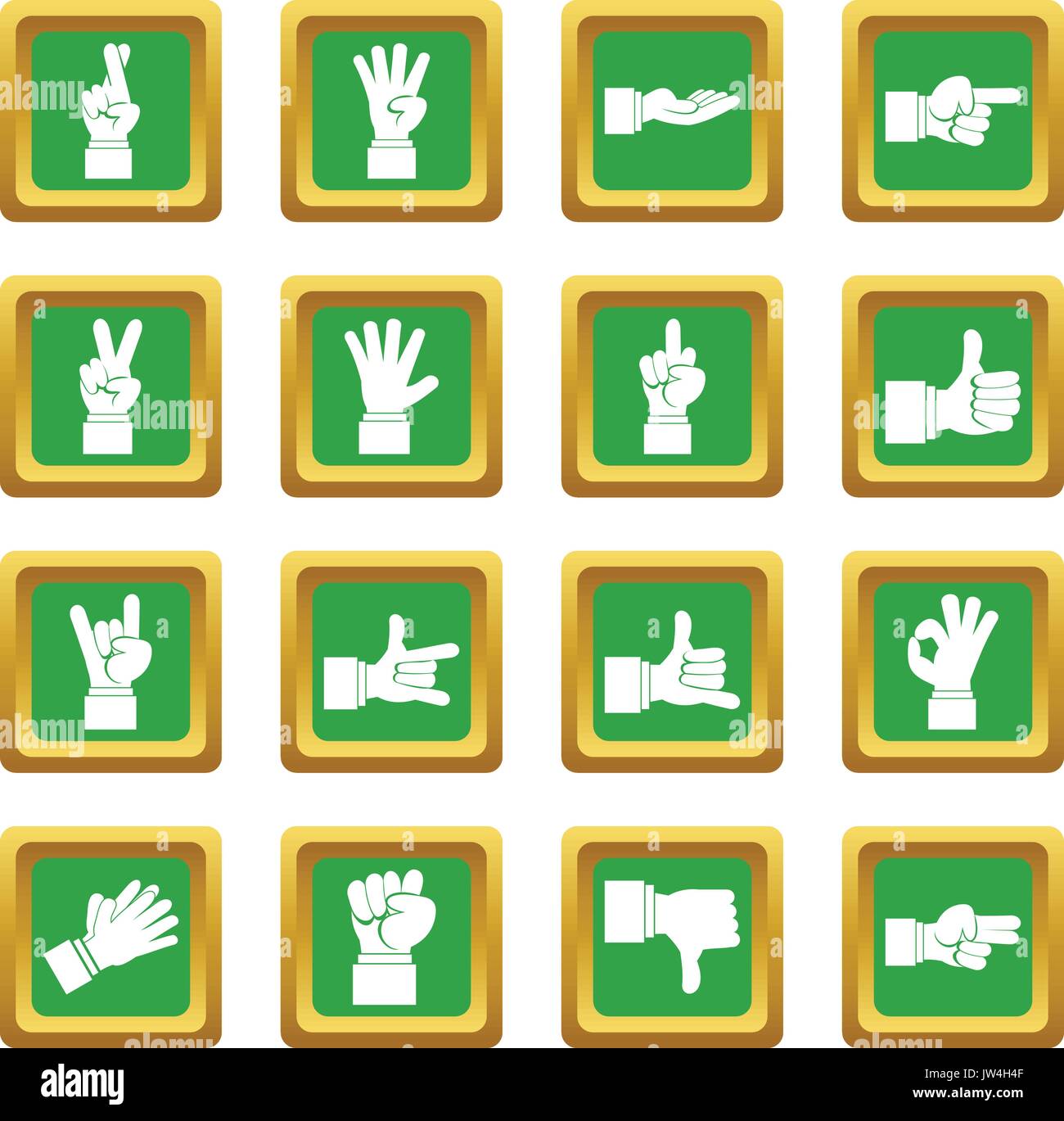 Hand gesture icons set green Stock Vector Image & Art - Alamy