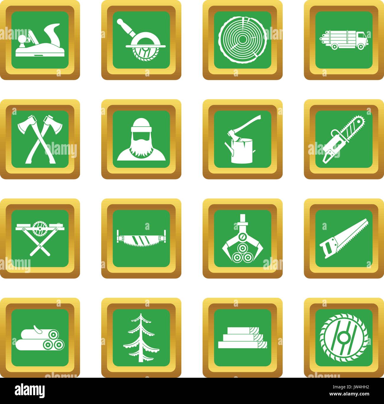 Timber industry icons set green Stock Vector Image & Art - Alamy