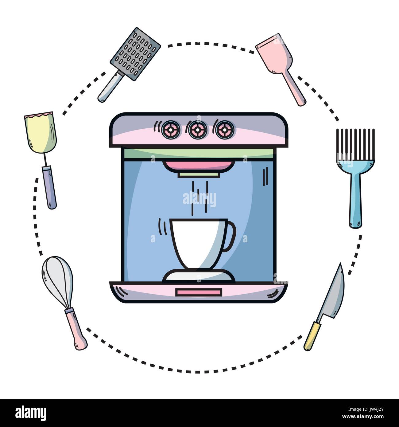 technology machines to used in the kitchen Stock Vector