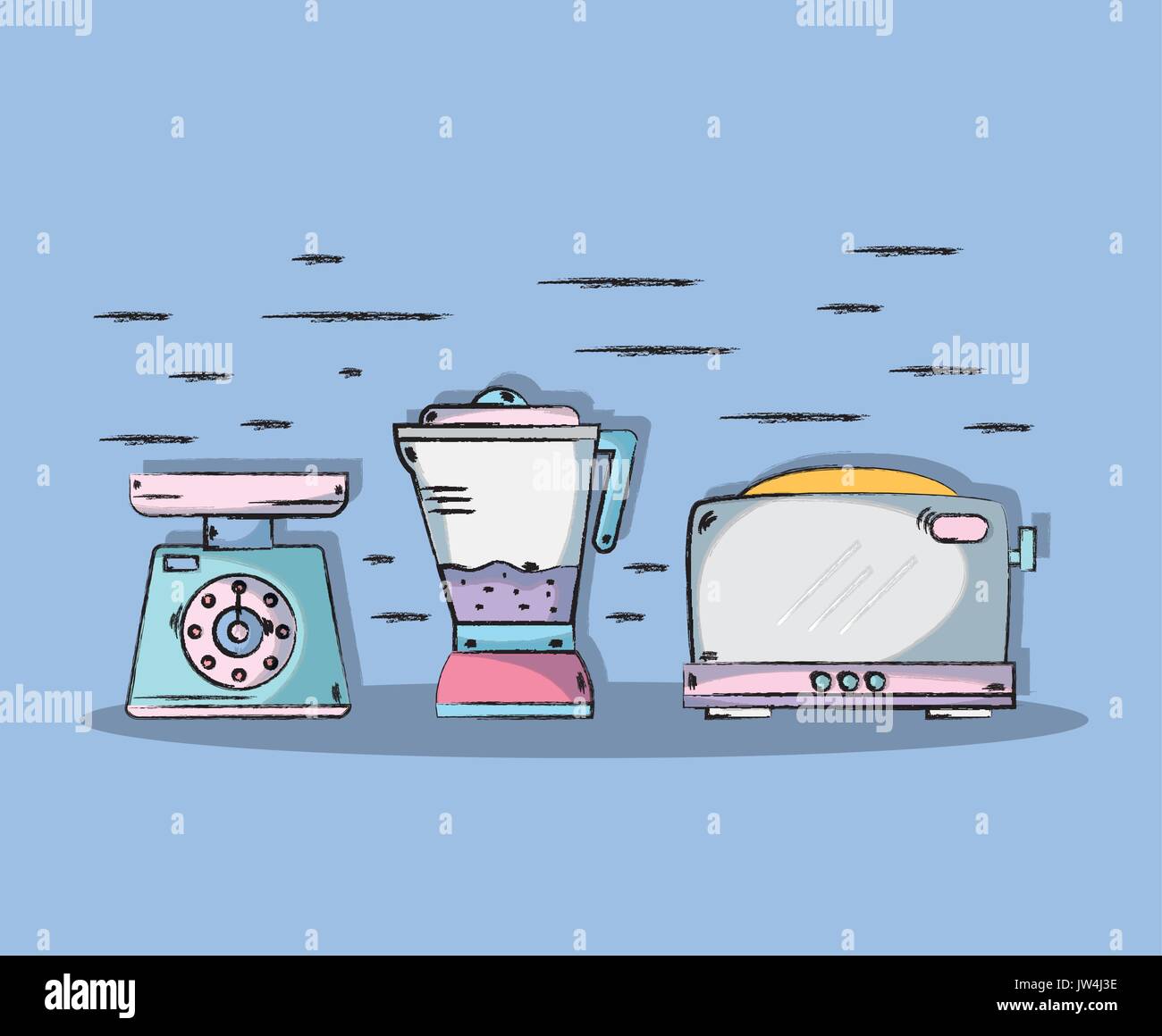 technology machines to used in the kitchen Stock Vector