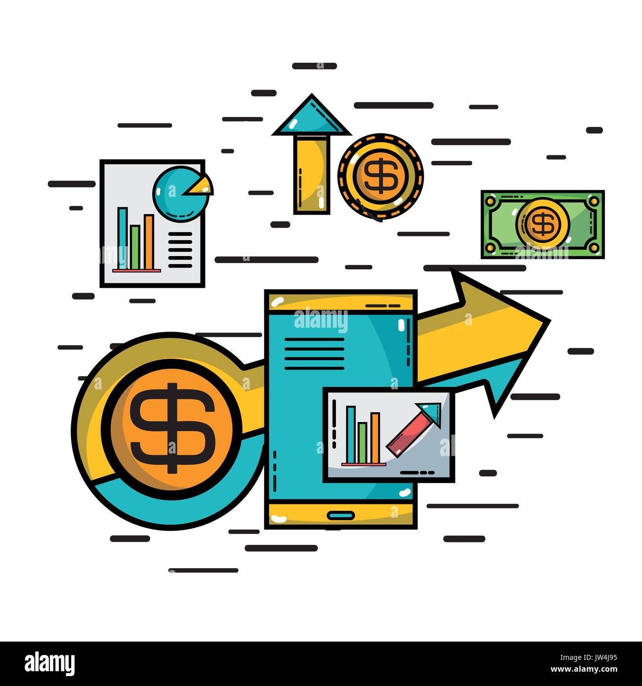 smartphone technology with finance plan information Stock Vector Image ...