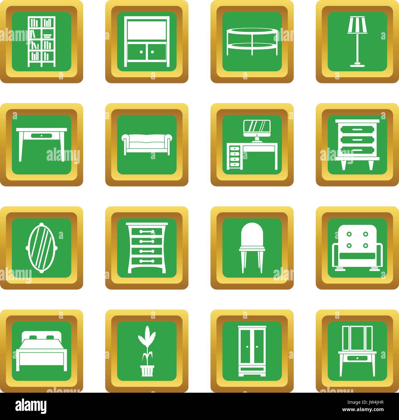 Furniture icons set green Stock Vector Image & Art Alamy