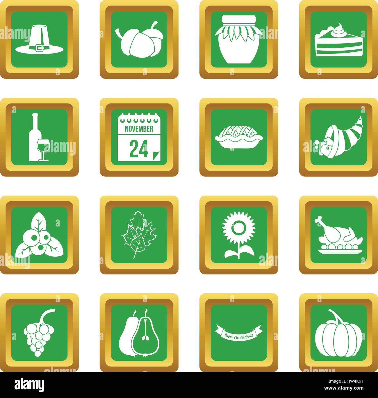 Thanksgiving icons set green Stock Vector Image & Art - Alamy