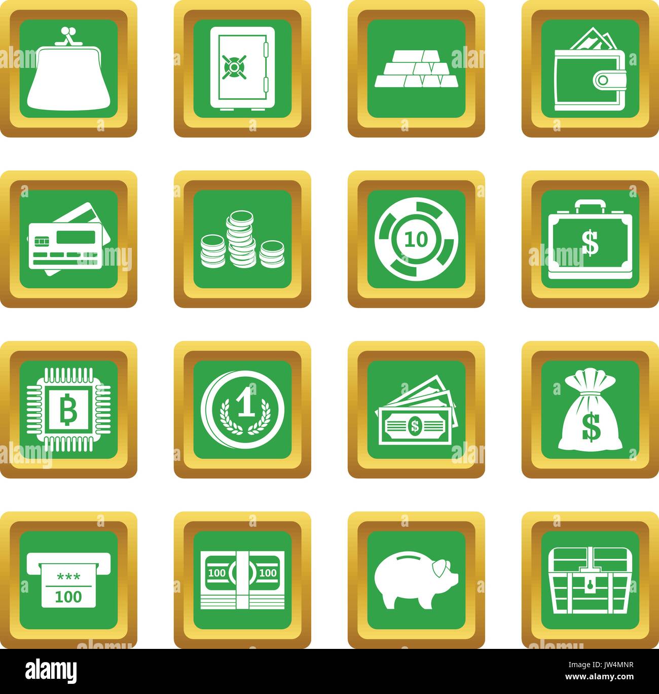 Different money icons set green Stock Vector Image & Art - Alamy