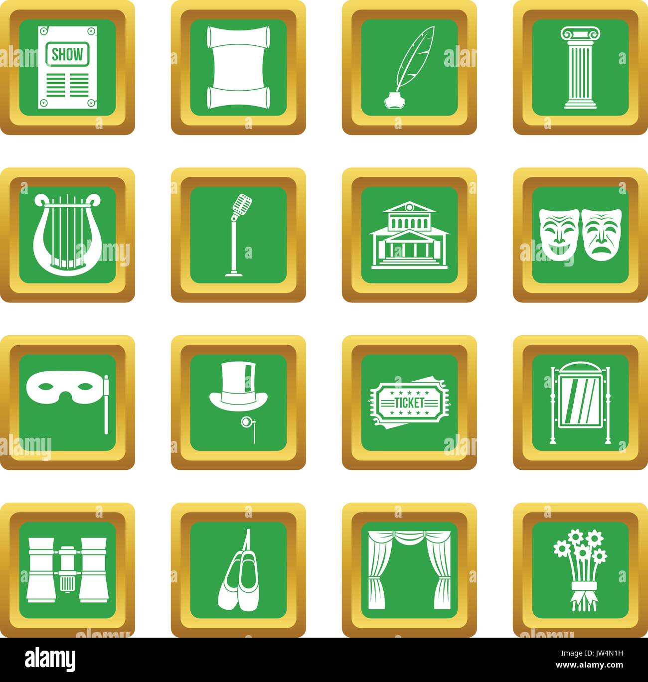 Theater icons set green Stock Vector Image & Art - Alamy