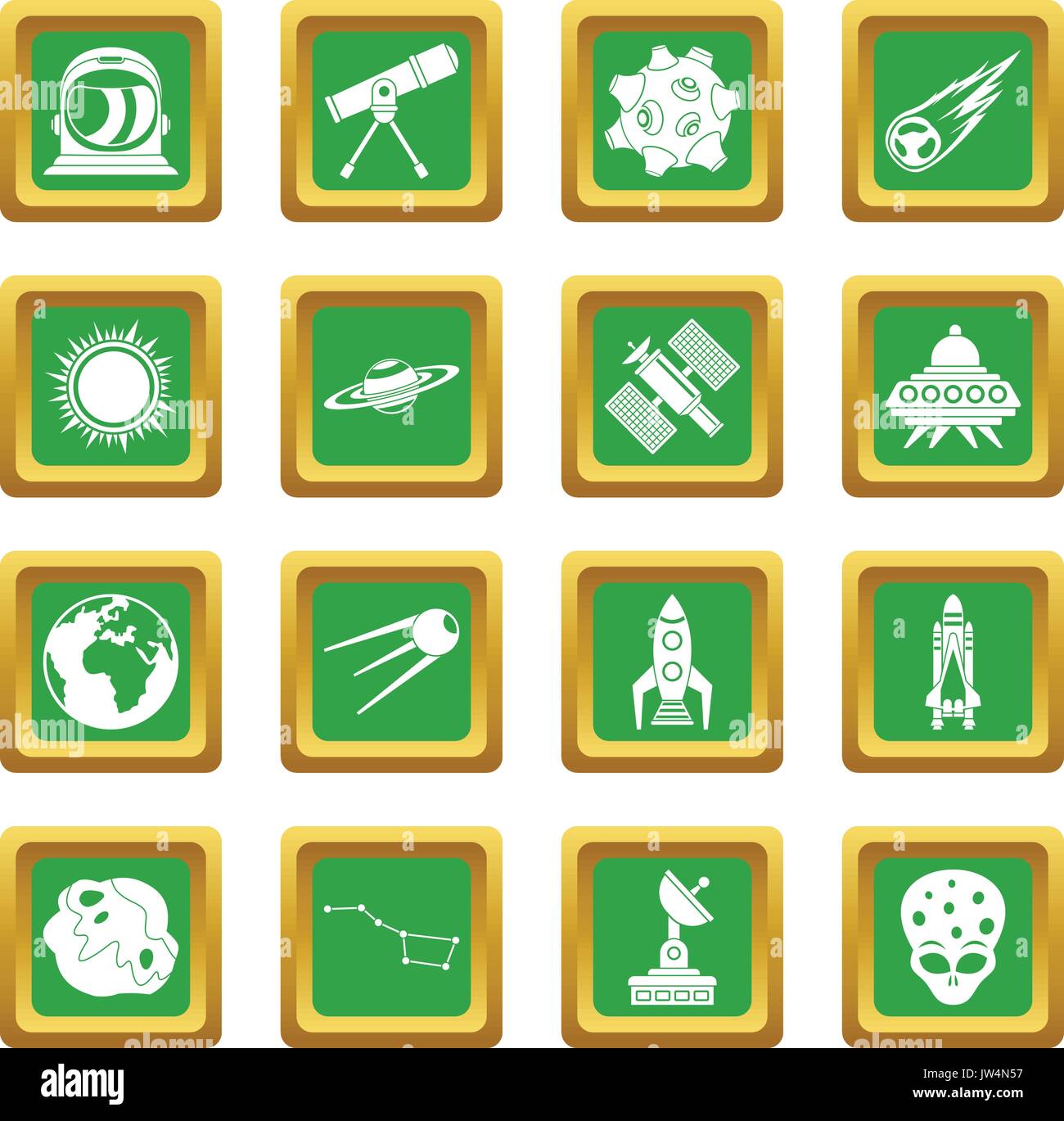 Space icons set green Stock Vector Image & Art - Alamy