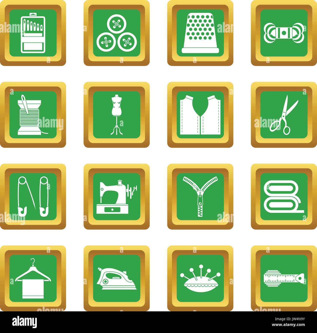 Sewing icons set green Stock Vector Image & Art - Alamy