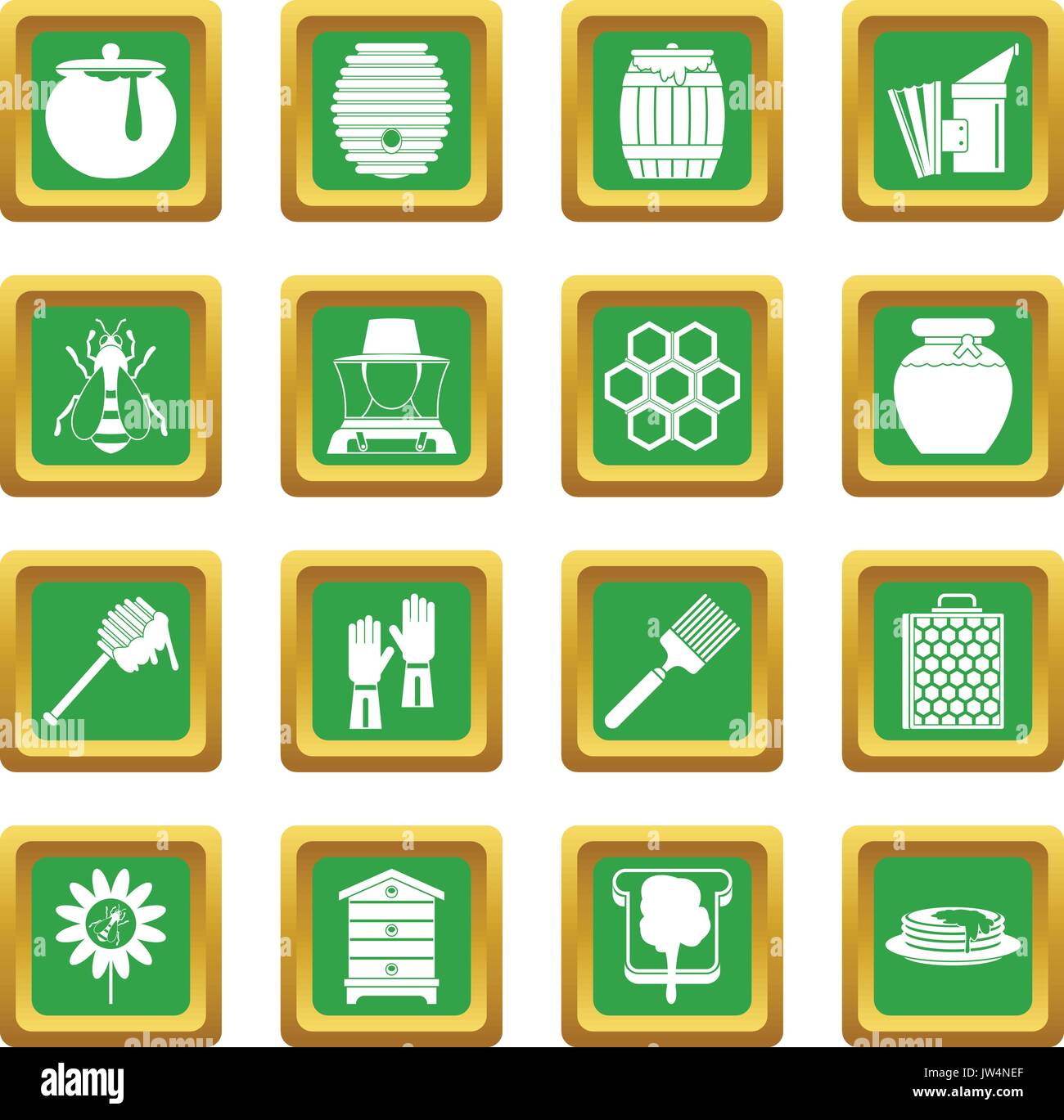 Apiary tools icons set green Stock Vector