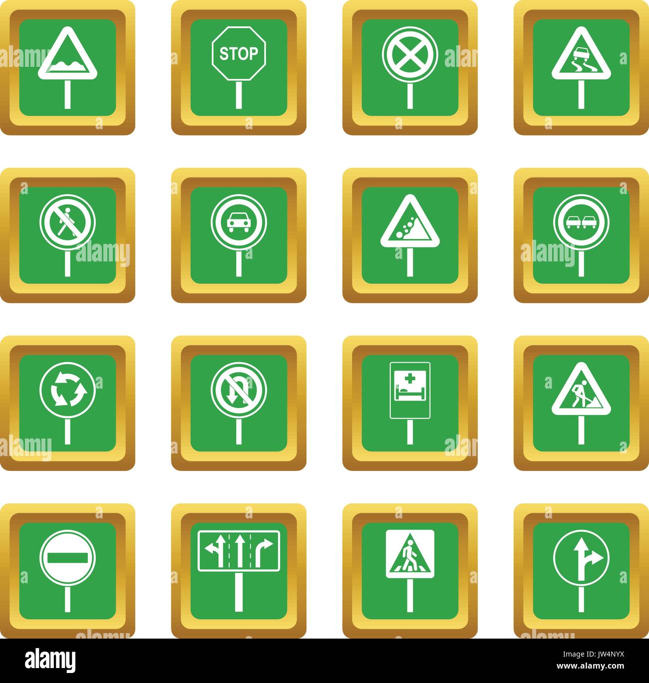 Different road signs icons set green Stock Vector Image & Art - Alamy