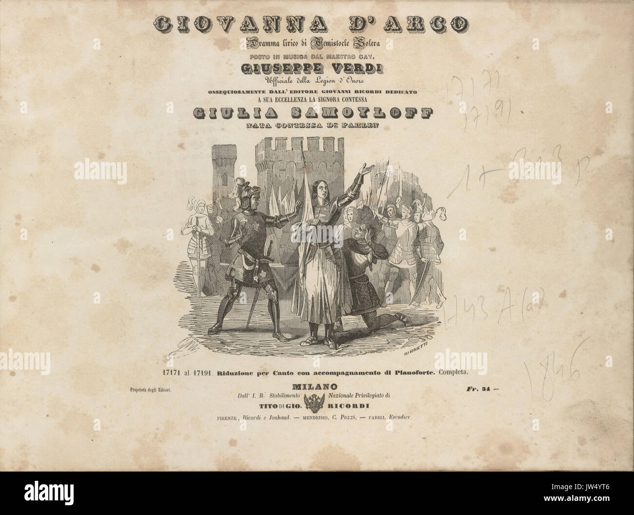 Giuseppe Verdi, Giovanna d'Arco, Vocal Score Stock Photo