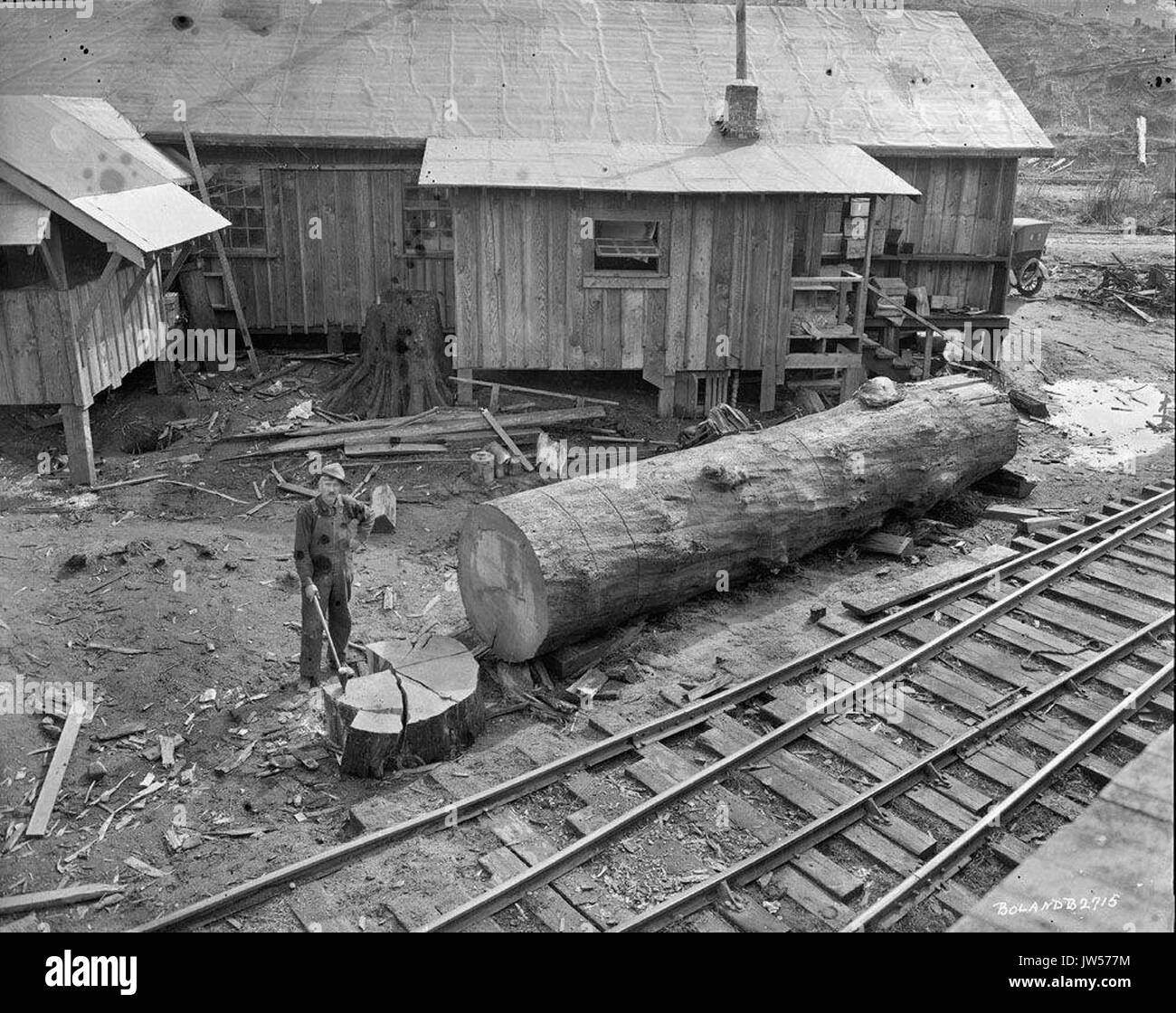 Linco Log and Lumber Company cutting kindling Stock Photo - Alamy