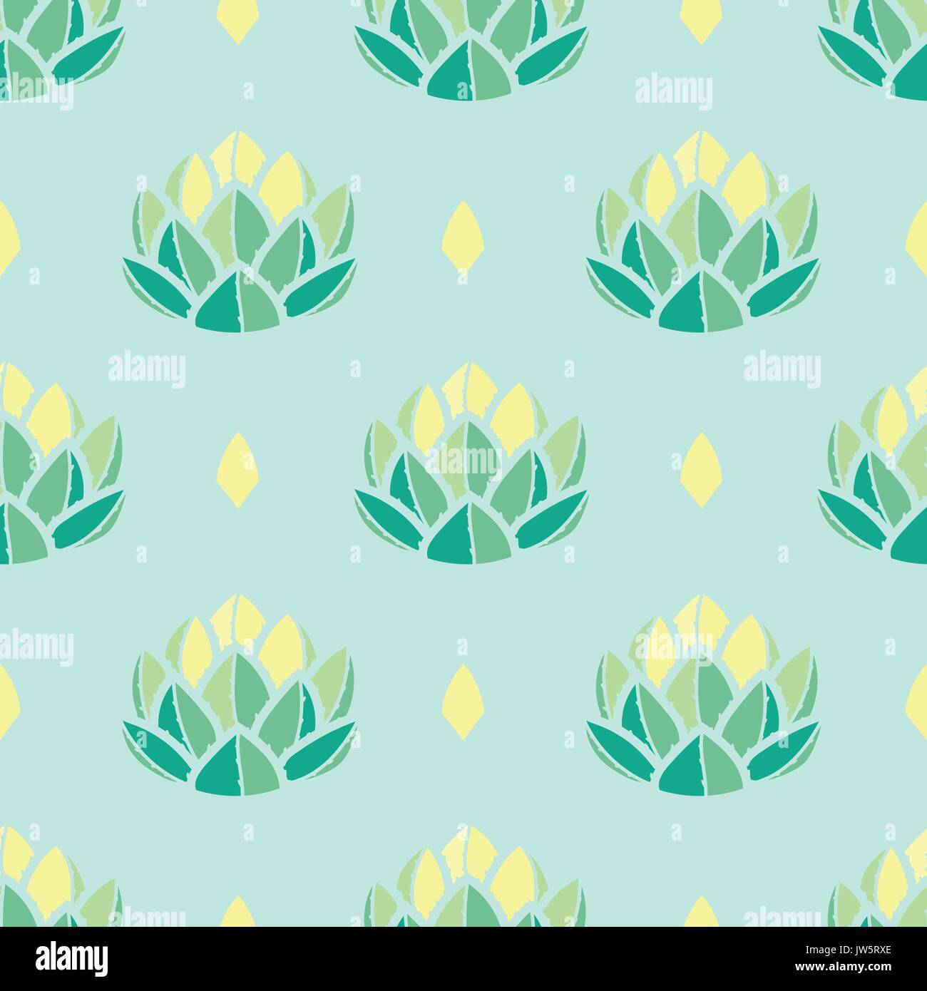 Pastel green and yellow succulents on pastel blue background. Hand ...