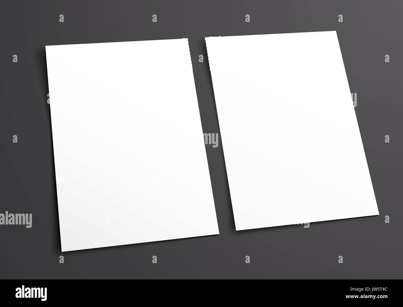 Template of white flyers in A4 format. Mockup blank on a black background. Vector illustration Stock Vector