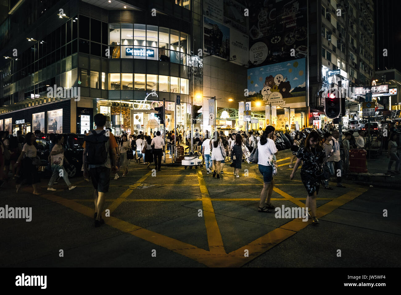 Hong Kong famous street at night in Tsim Sha Tsui Stock Photo - Alamy