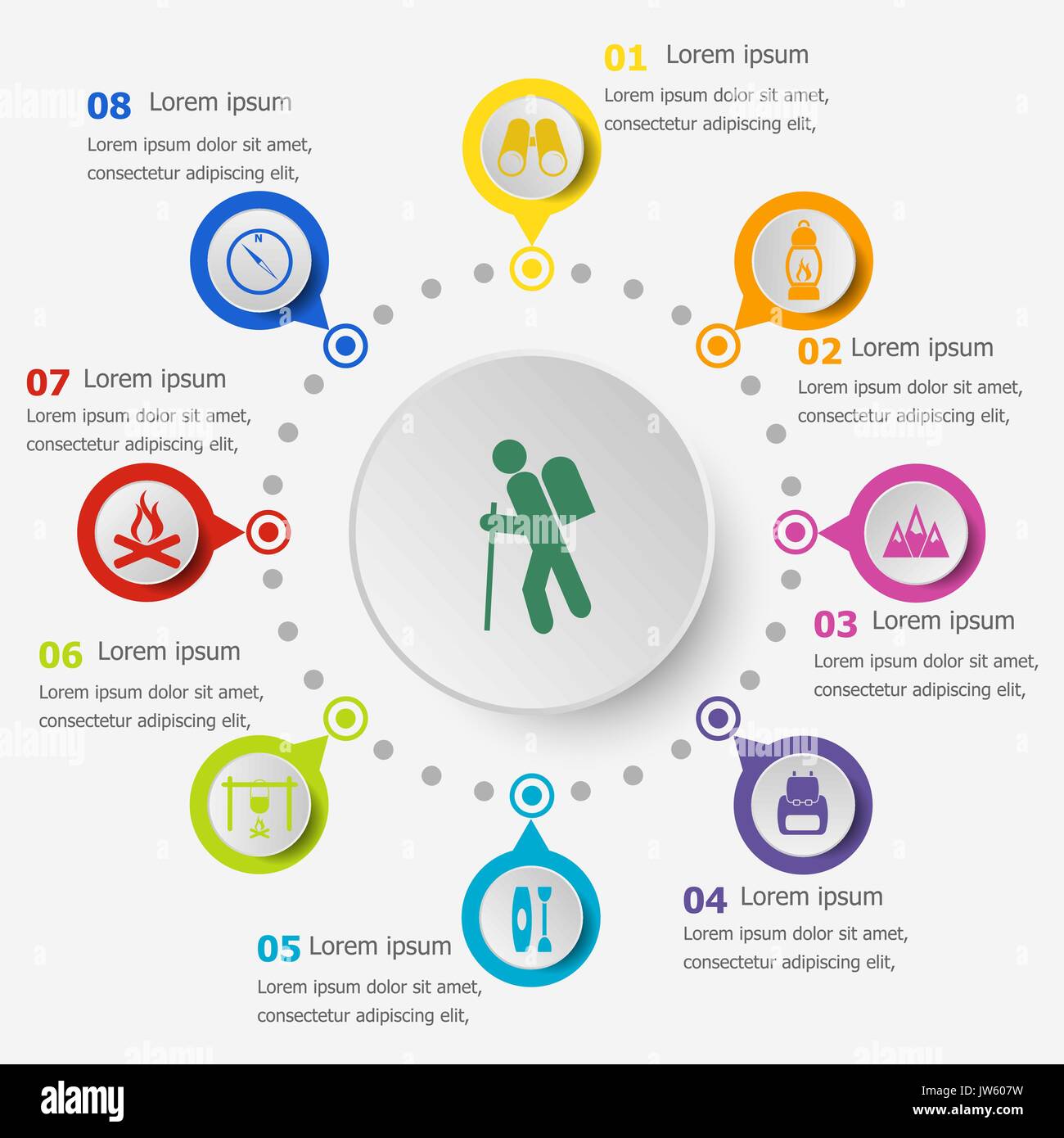 Infographic template with trekking icons, stock vector Stock Vector ...