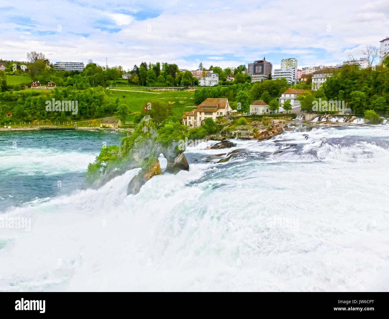 Largest waterfall in Europe by River Rhein in Switzerland Stock Photo Alamy
