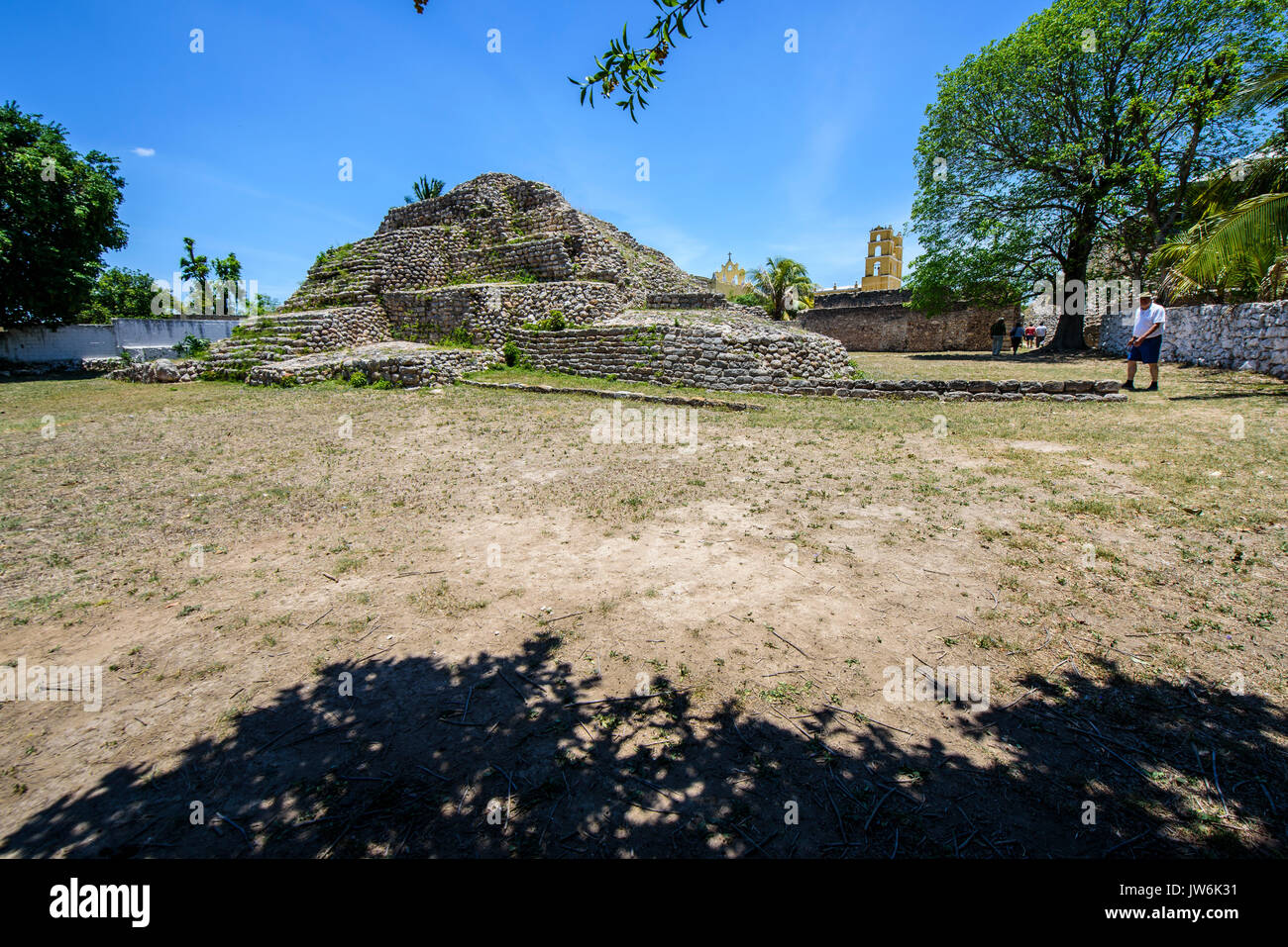 North side of the pyramid in Acanceh archeological site, Acanceh, Yucatan state, Mexico Stock Photo
