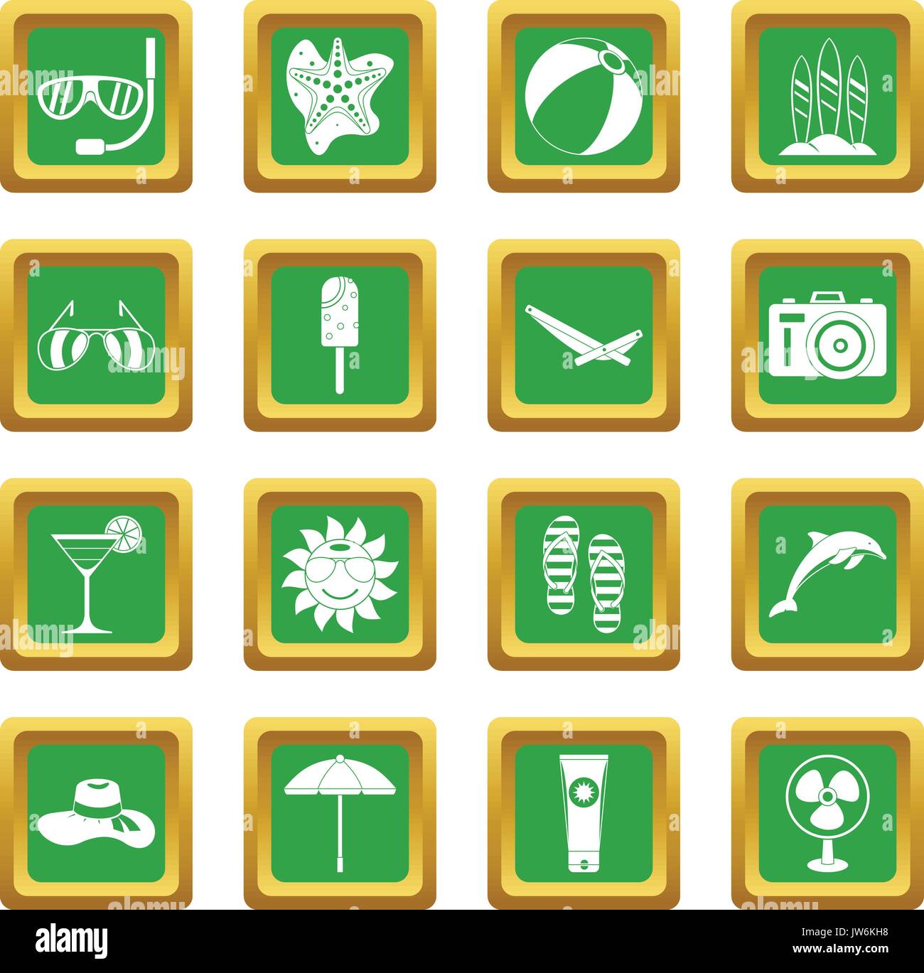Summer rest icons set green Stock Vector Image & Art - Alamy