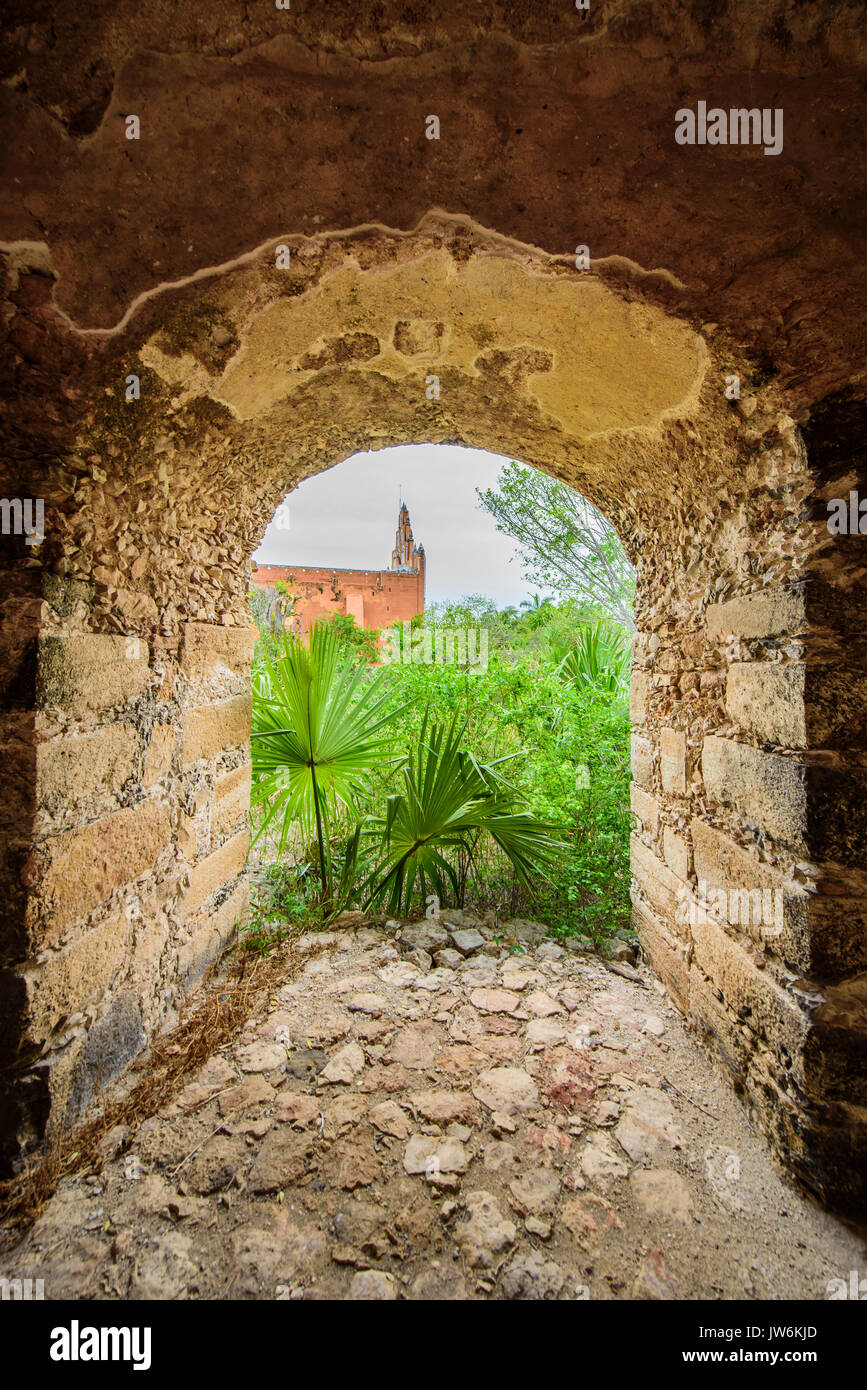 Interior ruins of the convent of Mama, Yucatan (Mexico) Stock Photo