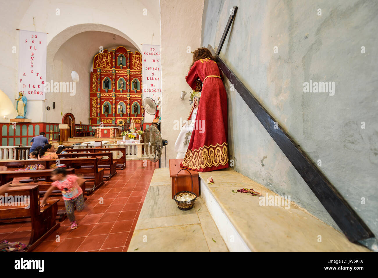 Interior of the church of Tekit, Yucatan (Mexico) Stock Photo