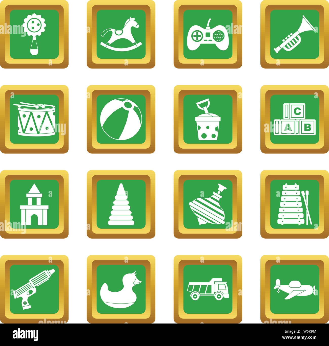 Different kids toys icons set green Stock Vector Image & Art - Alamy