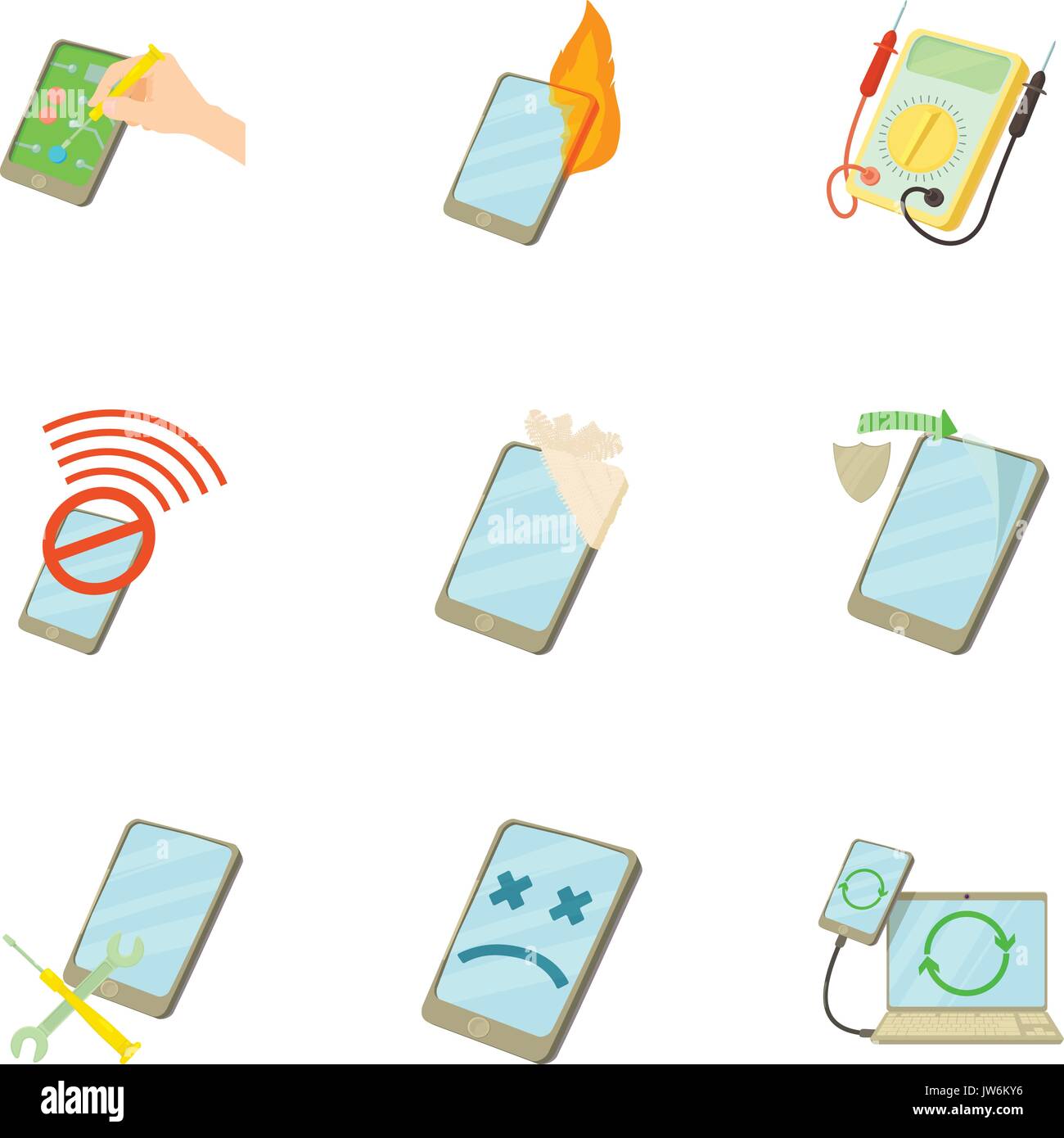 Phone repair icons set, cartoon style Stock Vector Image & Art - Alamy