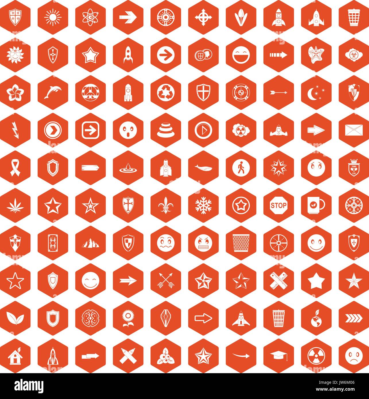 100 logotype icons hexagon orange Stock Vector