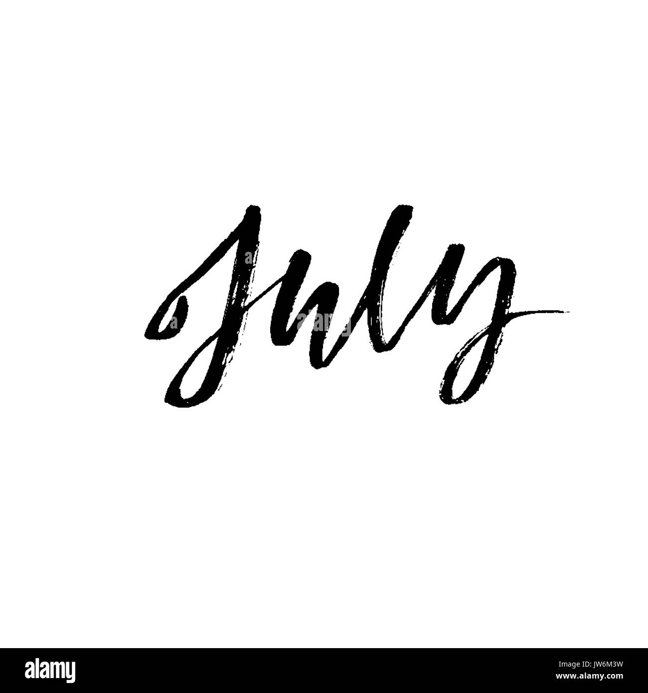 Hand drawn typography lettering. July. Month inscription. Vector
