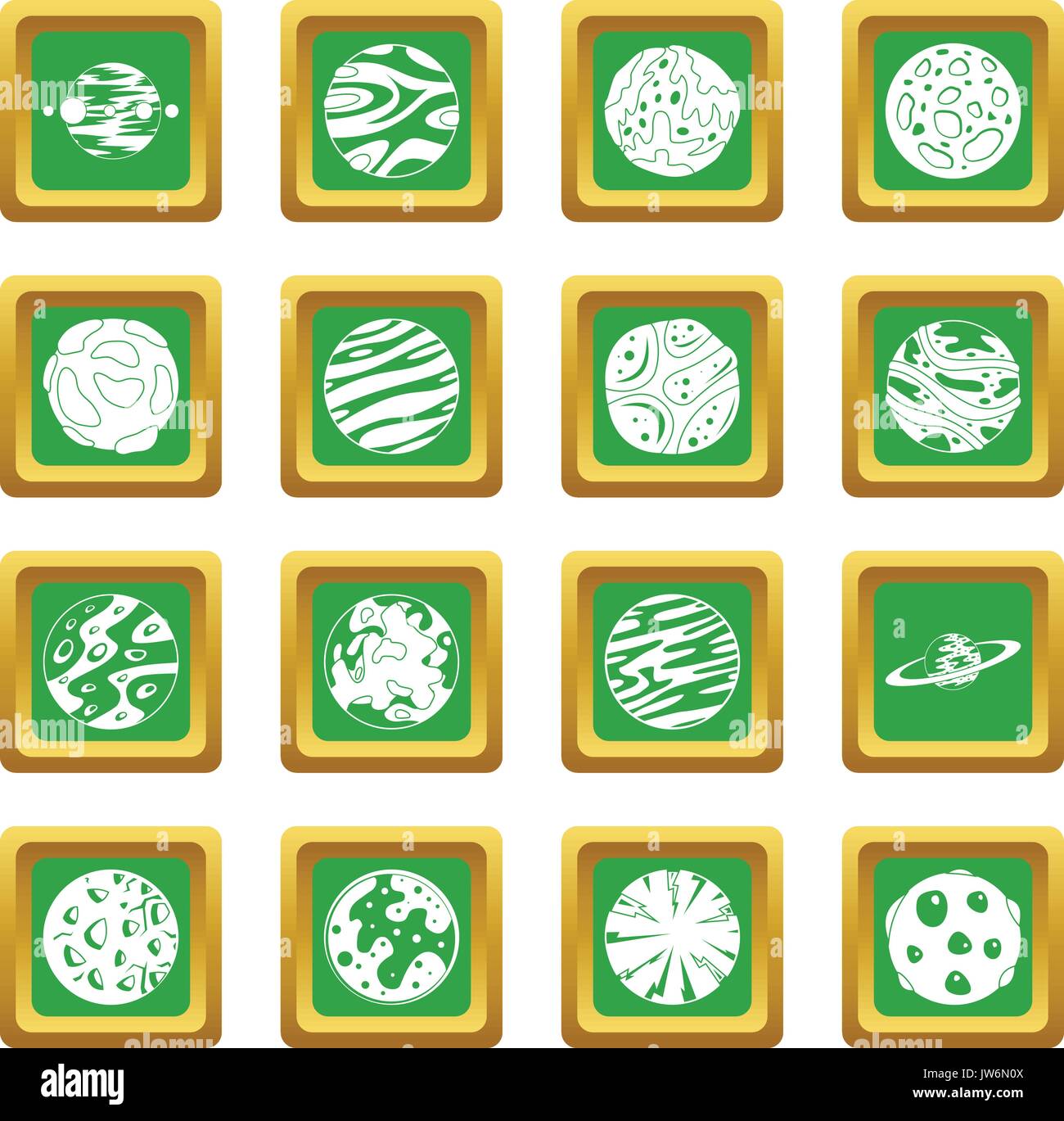 Fantastic planets icons set green Stock Vector Image & Art - Alamy