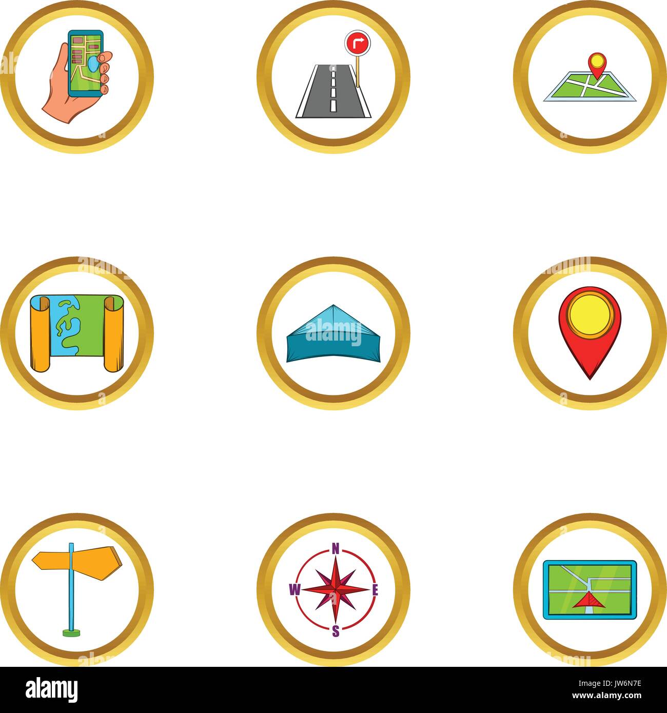Navigation icons set, cartoon style Stock Vector Image & Art - Alamy