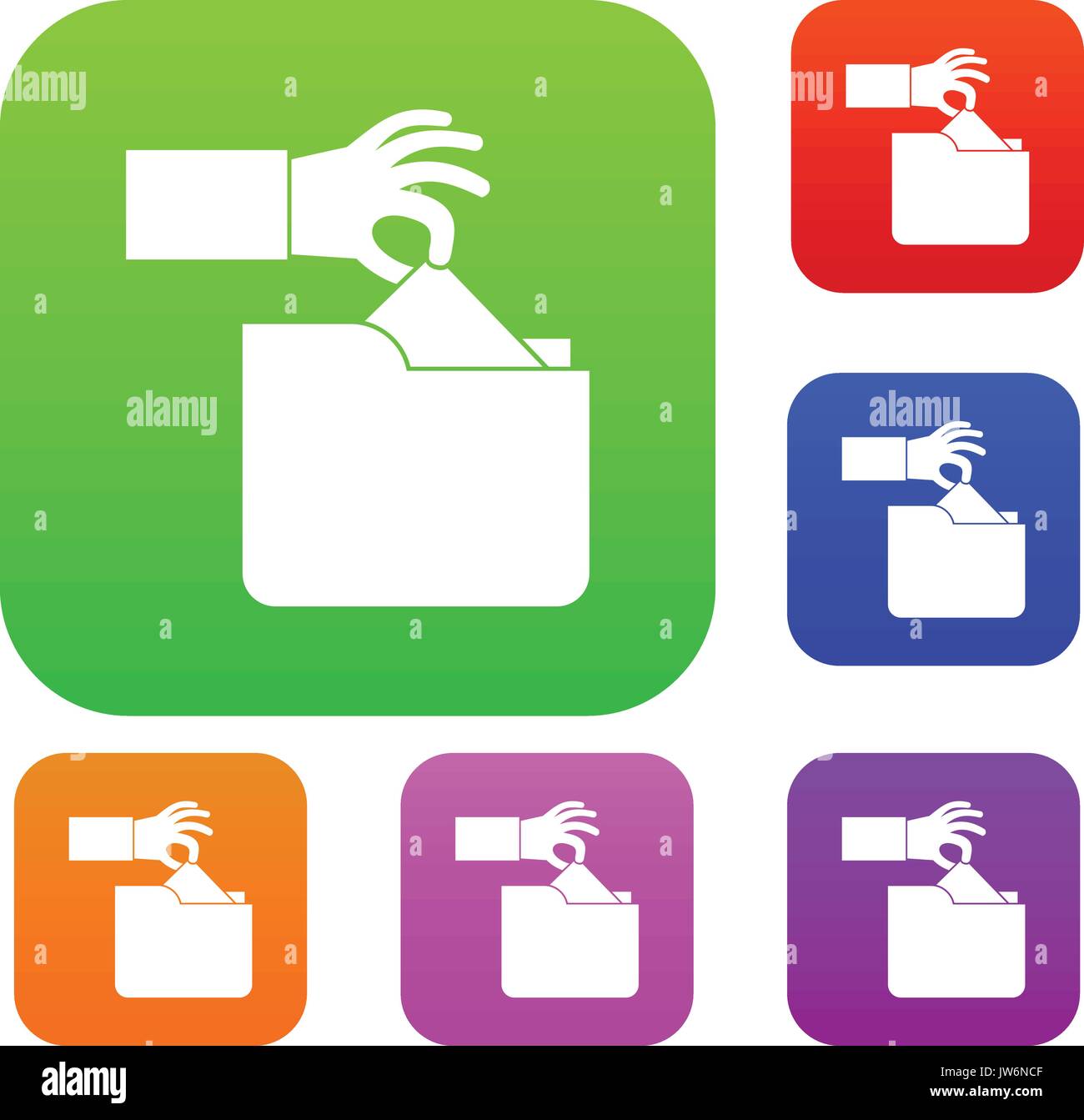 Robbery secret data in folder set collection Stock Vector