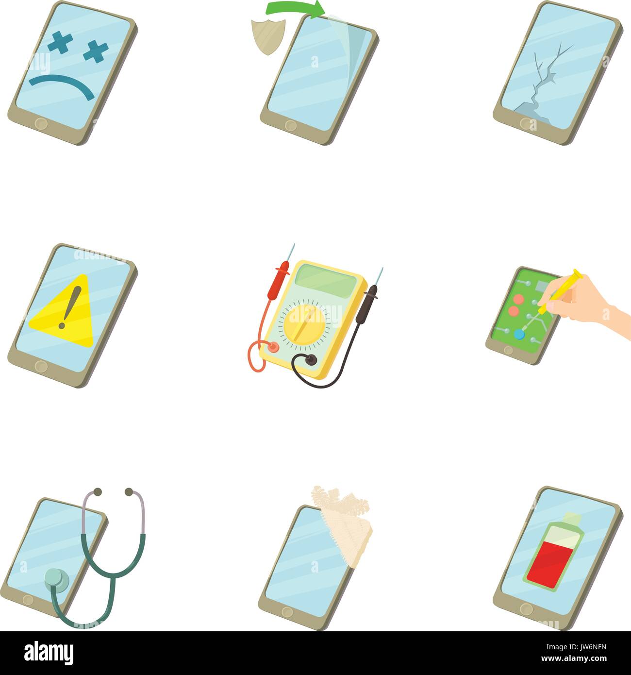 Phone repair service icons set, cartoon style Stock Vector Image & Art ...