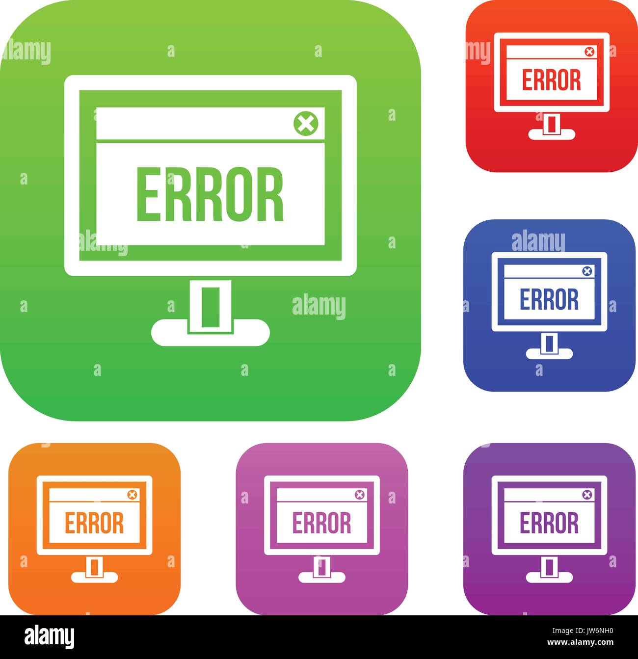 Error sign on a computer monitor set collection Stock Vector