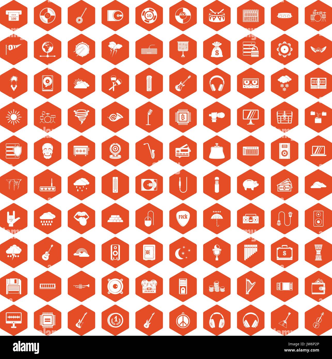 100 music festival icons hexagon orange Stock Vector Image & Art - Alamy