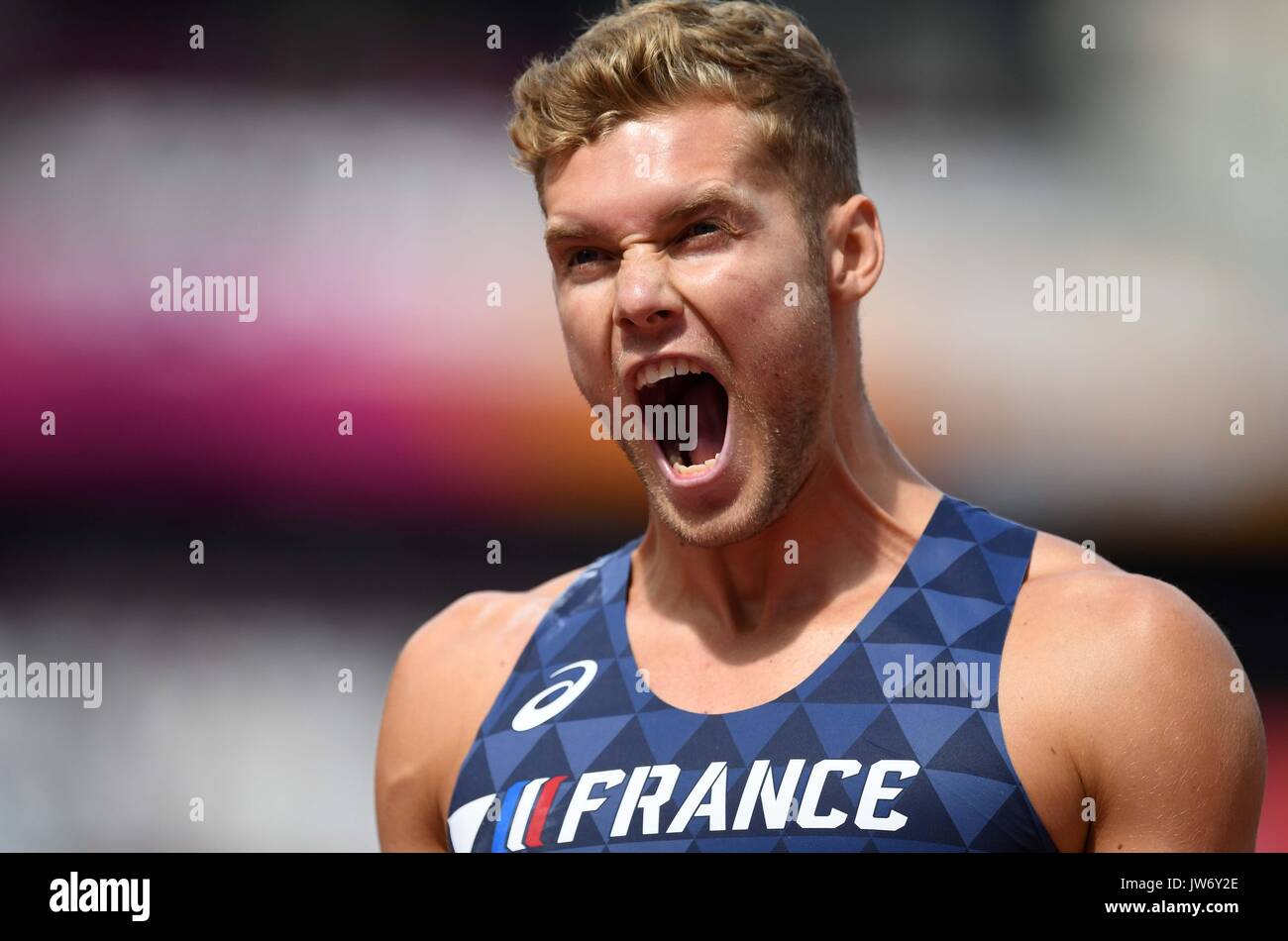 London, UK. 11th Aug, 2017. Kevin MAYER (FRA) in the mens decathlon shot put. IAAF world athletics championships. London Olympic stadium. Queen Elizabeth Olympic park. Stratford. London. UK. 11/08/2017. Credit: Sport In Pictures/Alamy Live News Stock Photo