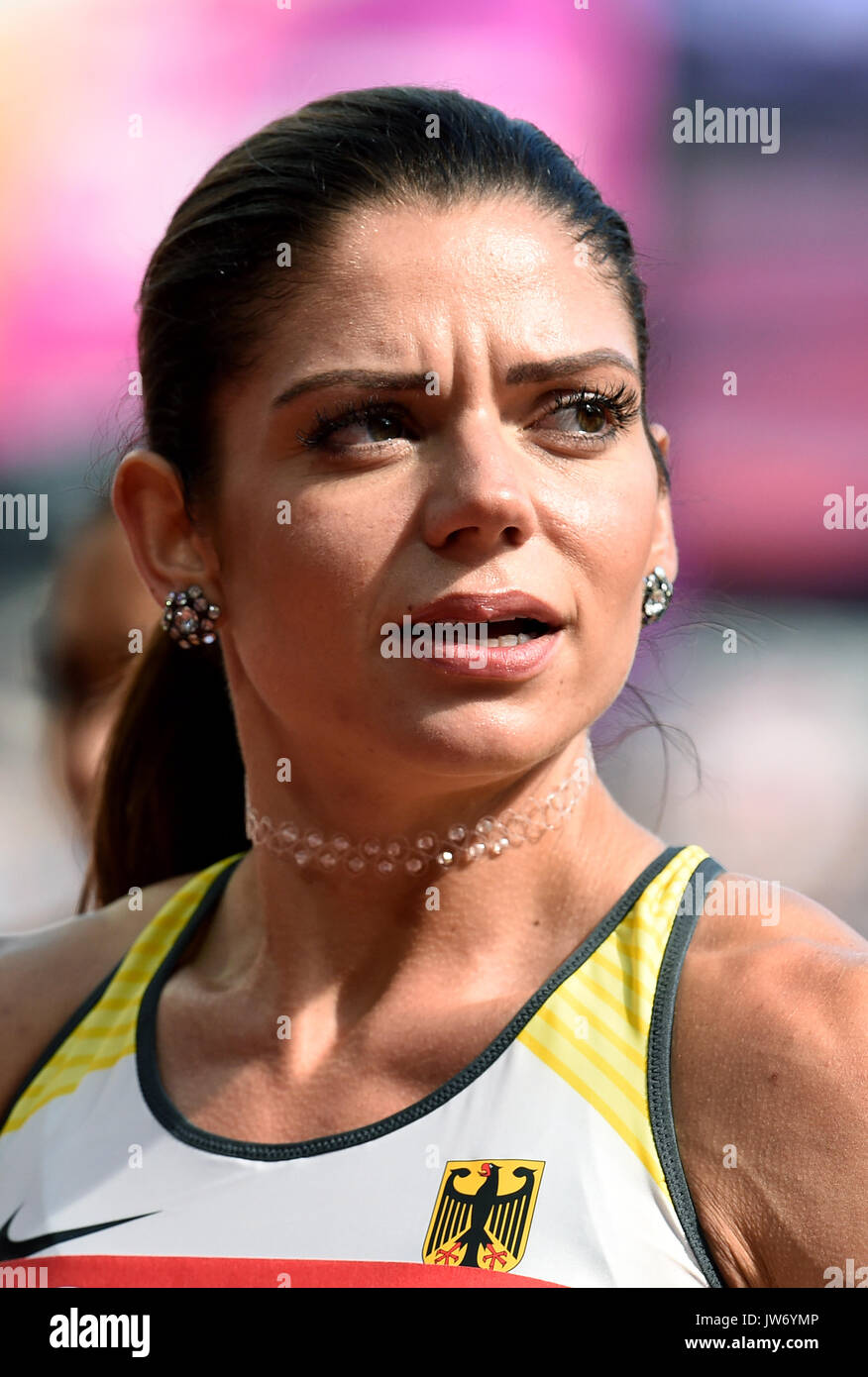 London, UK. 11th Aug, 2017. The German athlete Pamela Dutkiewicz reacts