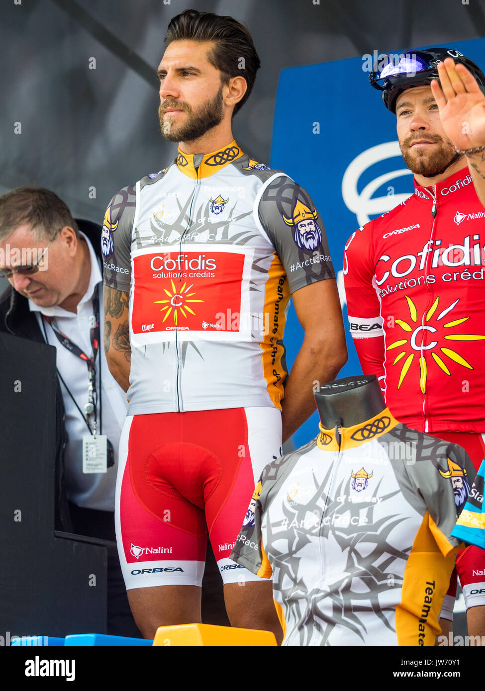 Photo from the annual Arctic Race of Noway. A Cycling competition over 4 days in the northern part of Norway. Cyclists from all over the world in pro, continental and amateur teams compete every year. Stock Photo