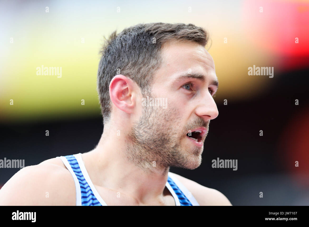 London, UK. 11th Aug, 2017.  Ashley Bryant, Great Britain, in the men's decathlon high jump on day eight of the IAAF London 2017 world Championships at the London Stadium. Credit: Paul Davey/Alamy Live News Stock Photo