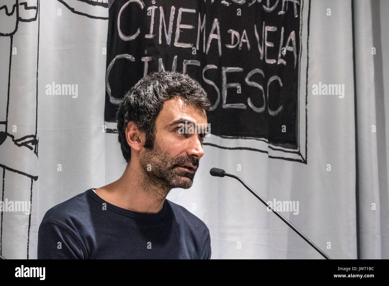 São Paulo, SP, Brazil, 08/10/2017. Lebanese filmmaker and actor Rami Nihawi talks about his work during the event called “Cinema of the Candle”, which is part of the program of the Arab World Film Festival, in Cinesesc, central region of Sao Paulo, Brazil Stock Photo