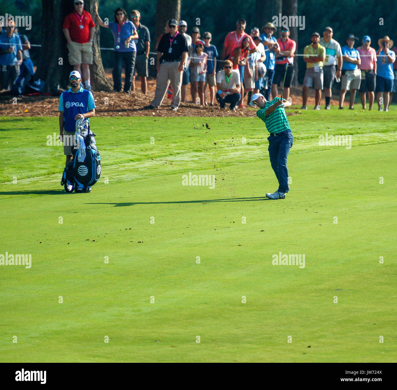 August 9, 2017: Jordan Spieth of the United States gets ready to hit from  the 15th tee during the final practice day of the 99th PGA Championship at Quail  Hollow Club in