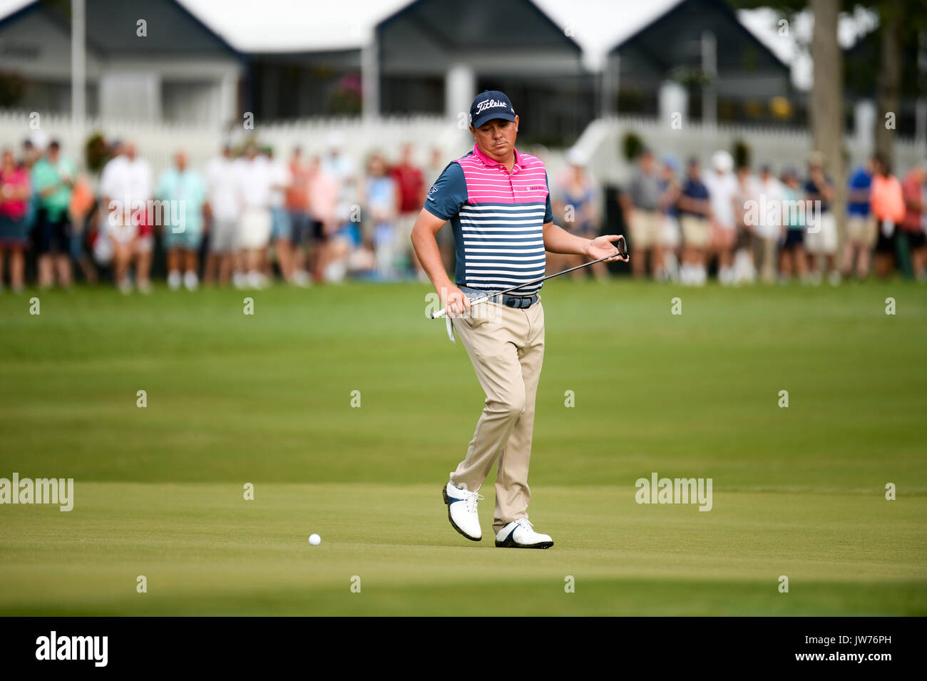 Charlotte, North Carolina, USA. 11th Aug, 2017. ; Jason Dufner on the 10th green during 2nd round action at the PGA Championship at the Quail Hollow Club on August 11, 2017 in Charlotte, NC. Credit: Action Plus Sports Images/Alamy Live News Stock Photo